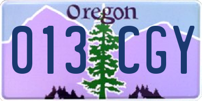 OR license plate 013CGY