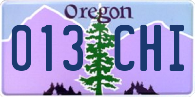 OR license plate 013CHI