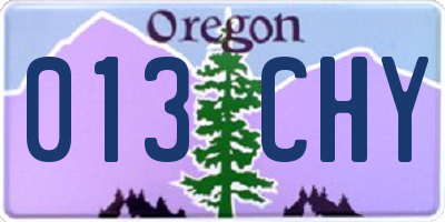 OR license plate 013CHY