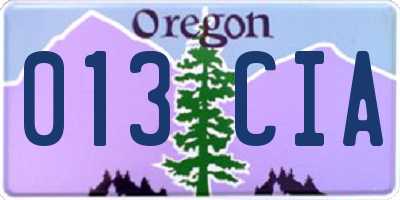 OR license plate 013CIA