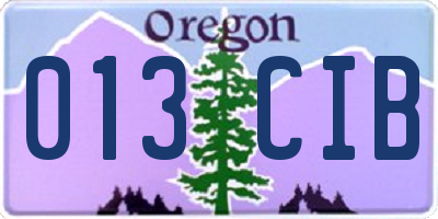 OR license plate 013CIB