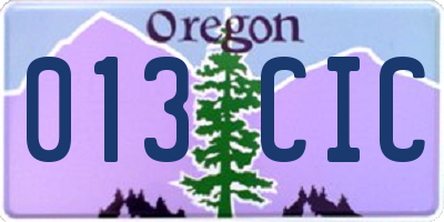 OR license plate 013CIC