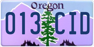OR license plate 013CID