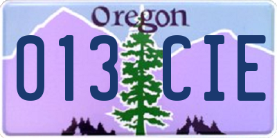 OR license plate 013CIE