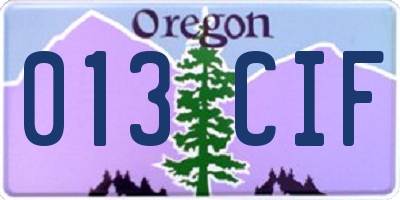 OR license plate 013CIF