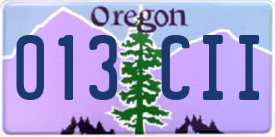 OR license plate 013CII