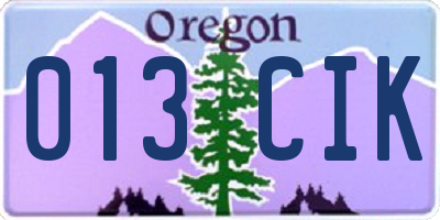 OR license plate 013CIK