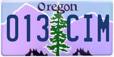OR license plate 013CIM