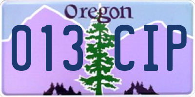OR license plate 013CIP