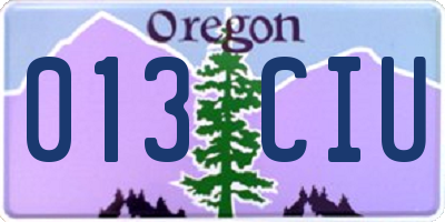 OR license plate 013CIU