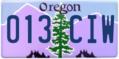 OR license plate 013CIW