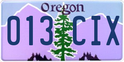 OR license plate 013CIX