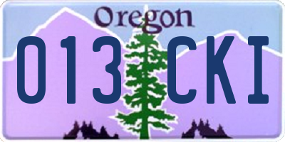 OR license plate 013CKI
