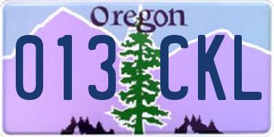 OR license plate 013CKL