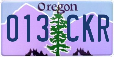 OR license plate 013CKR