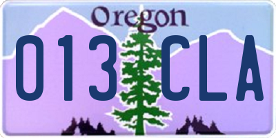 OR license plate 013CLA