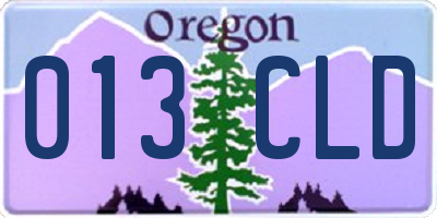 OR license plate 013CLD