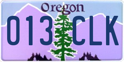 OR license plate 013CLK