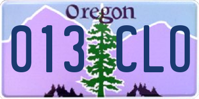 OR license plate 013CLO