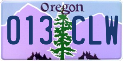 OR license plate 013CLW