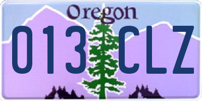 OR license plate 013CLZ