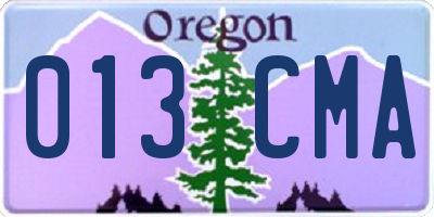 OR license plate 013CMA