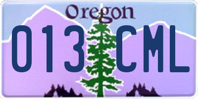 OR license plate 013CML
