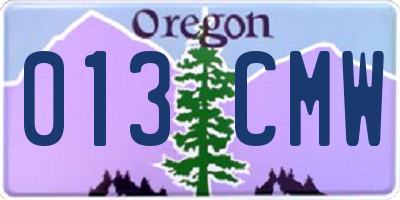 OR license plate 013CMW