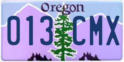 OR license plate 013CMX