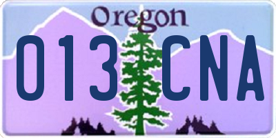 OR license plate 013CNA