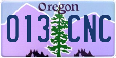 OR license plate 013CNC