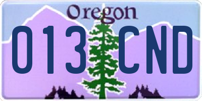 OR license plate 013CND