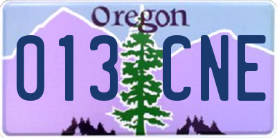 OR license plate 013CNE