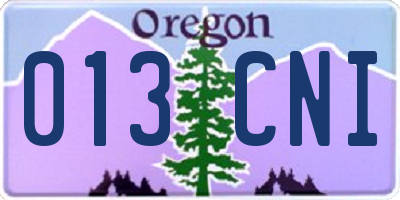 OR license plate 013CNI