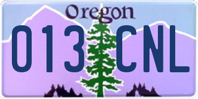OR license plate 013CNL