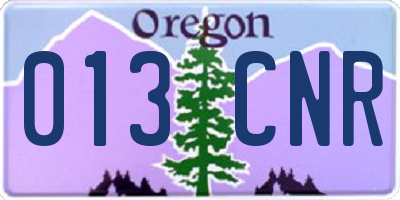 OR license plate 013CNR