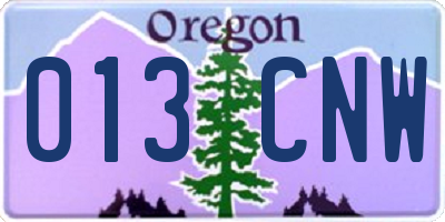 OR license plate 013CNW