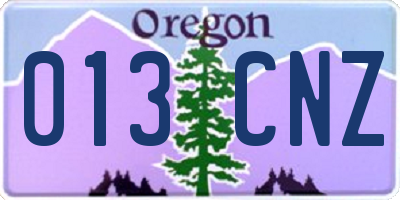 OR license plate 013CNZ
