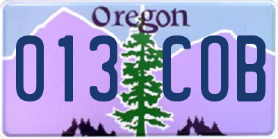 OR license plate 013COB