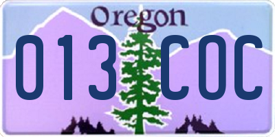 OR license plate 013COC