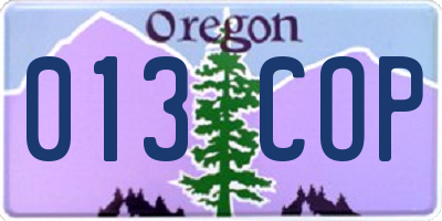 OR license plate 013COP