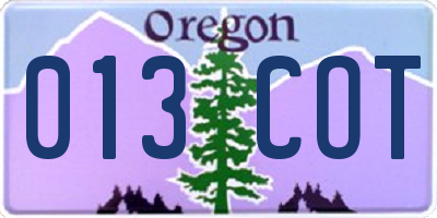 OR license plate 013COT