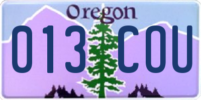 OR license plate 013COU