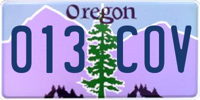 OR license plate 013COV