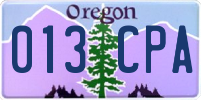 OR license plate 013CPA