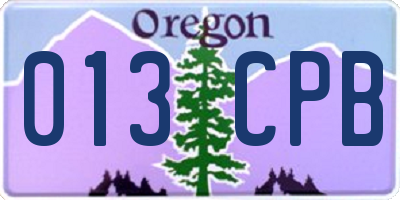 OR license plate 013CPB