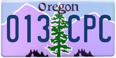 OR license plate 013CPC
