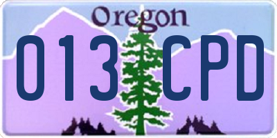 OR license plate 013CPD
