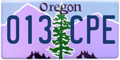 OR license plate 013CPE