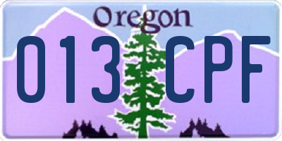 OR license plate 013CPF